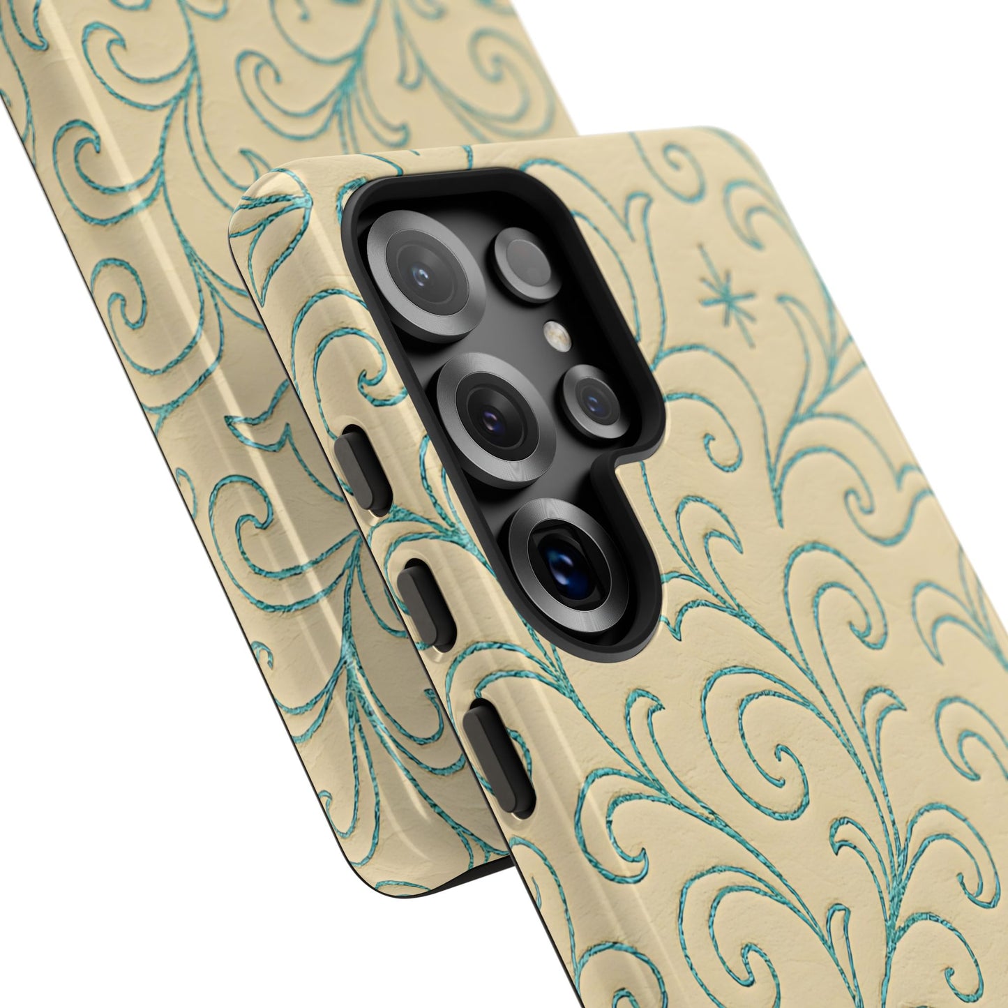 Cream + Turquoise Stitch Tough Case