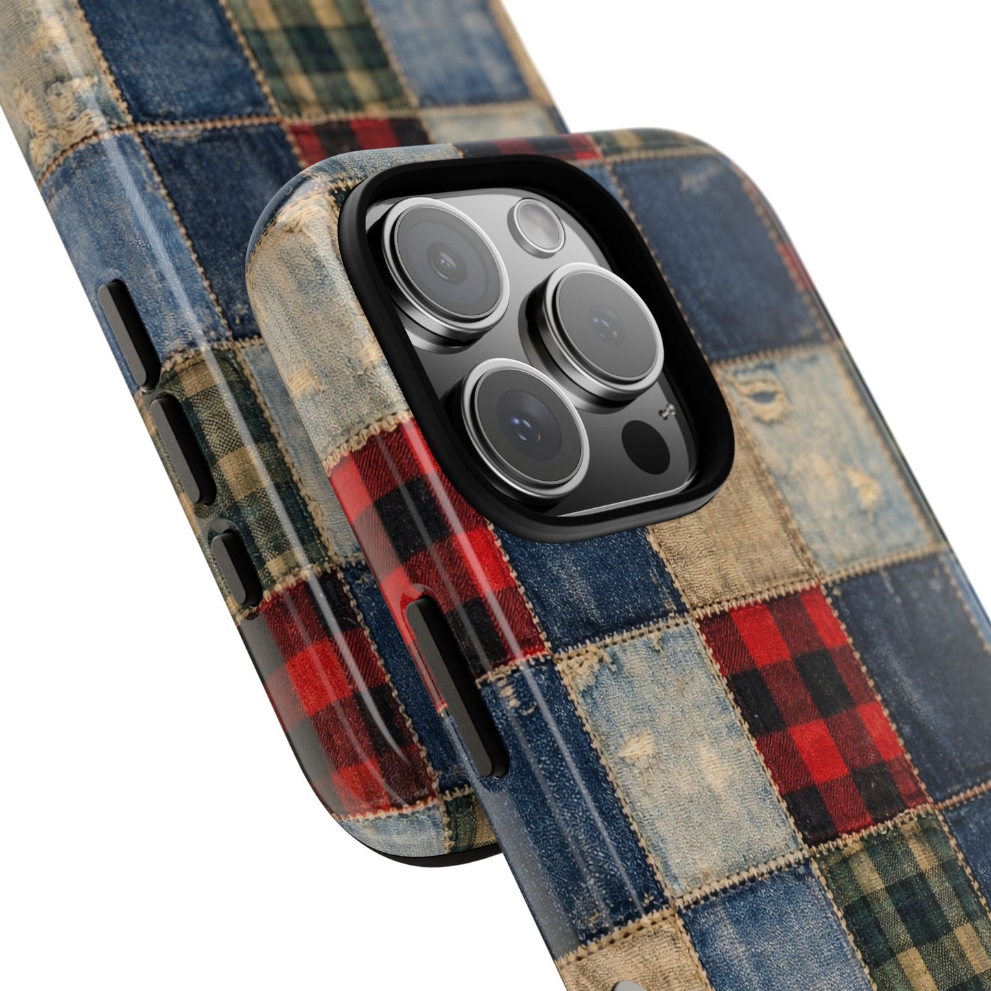 Denim Plaid Patchwork Tough Case