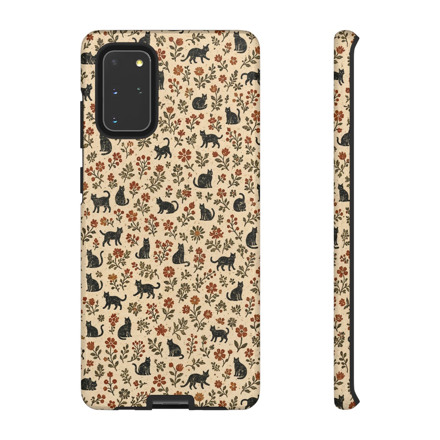 Black Cat Floral Tough Case