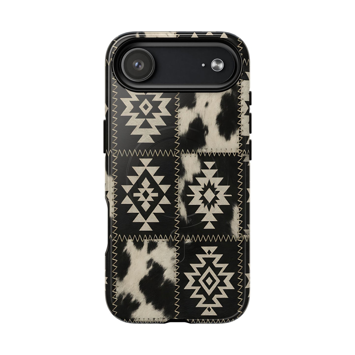 Black Aztec Patchwork Magnetic Case