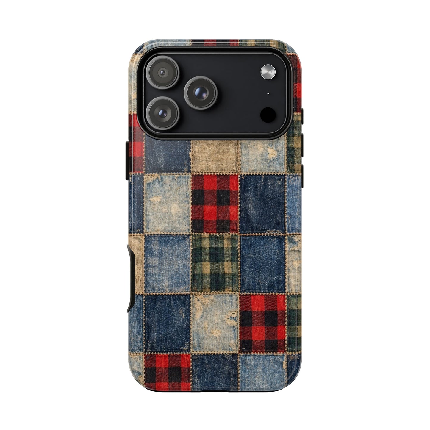 Denim Plaid Patchwork Tough Case