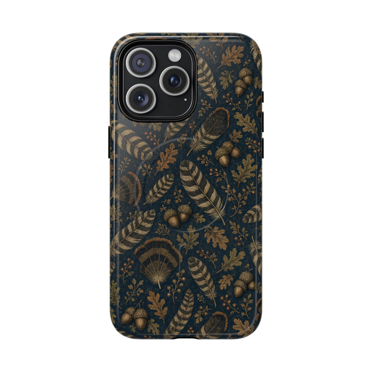 Navy Feathers Magnetic Case