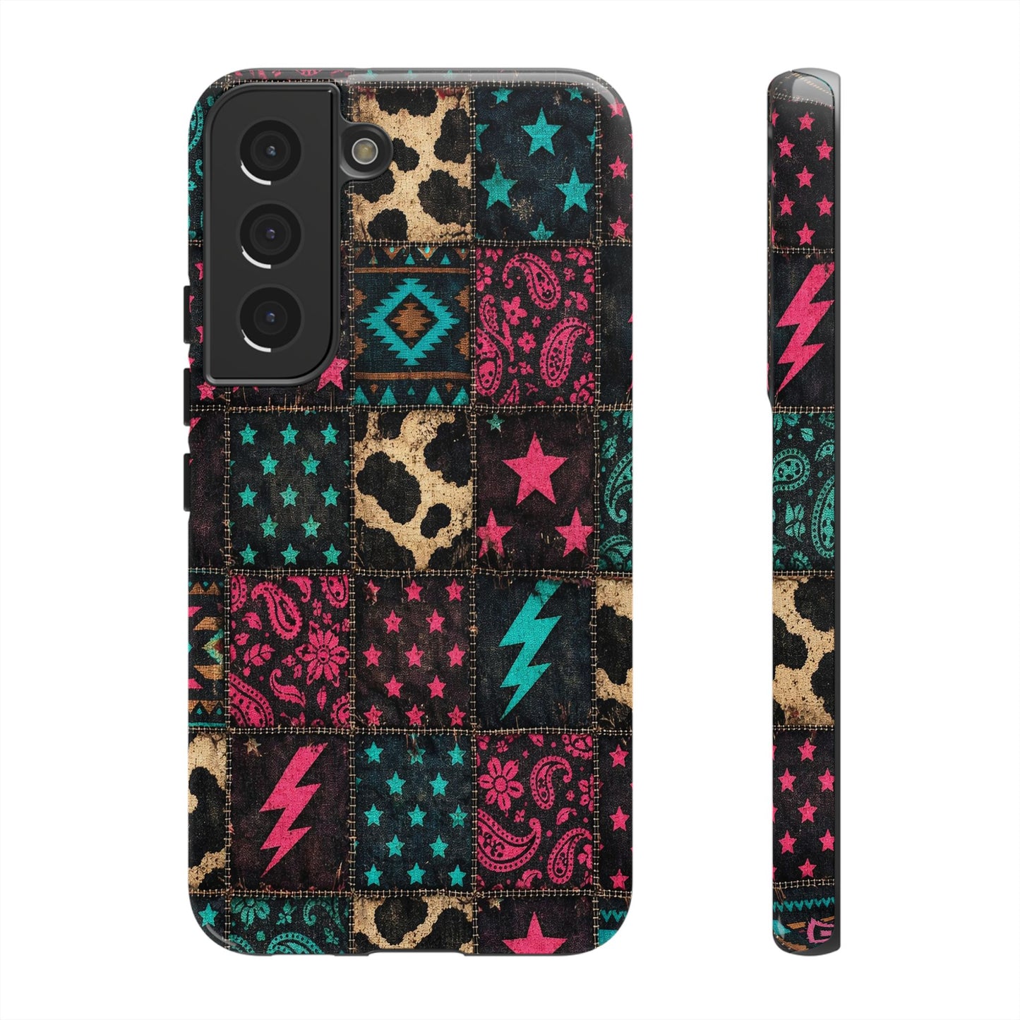 Neon Cowhide Patchwork Tough Case