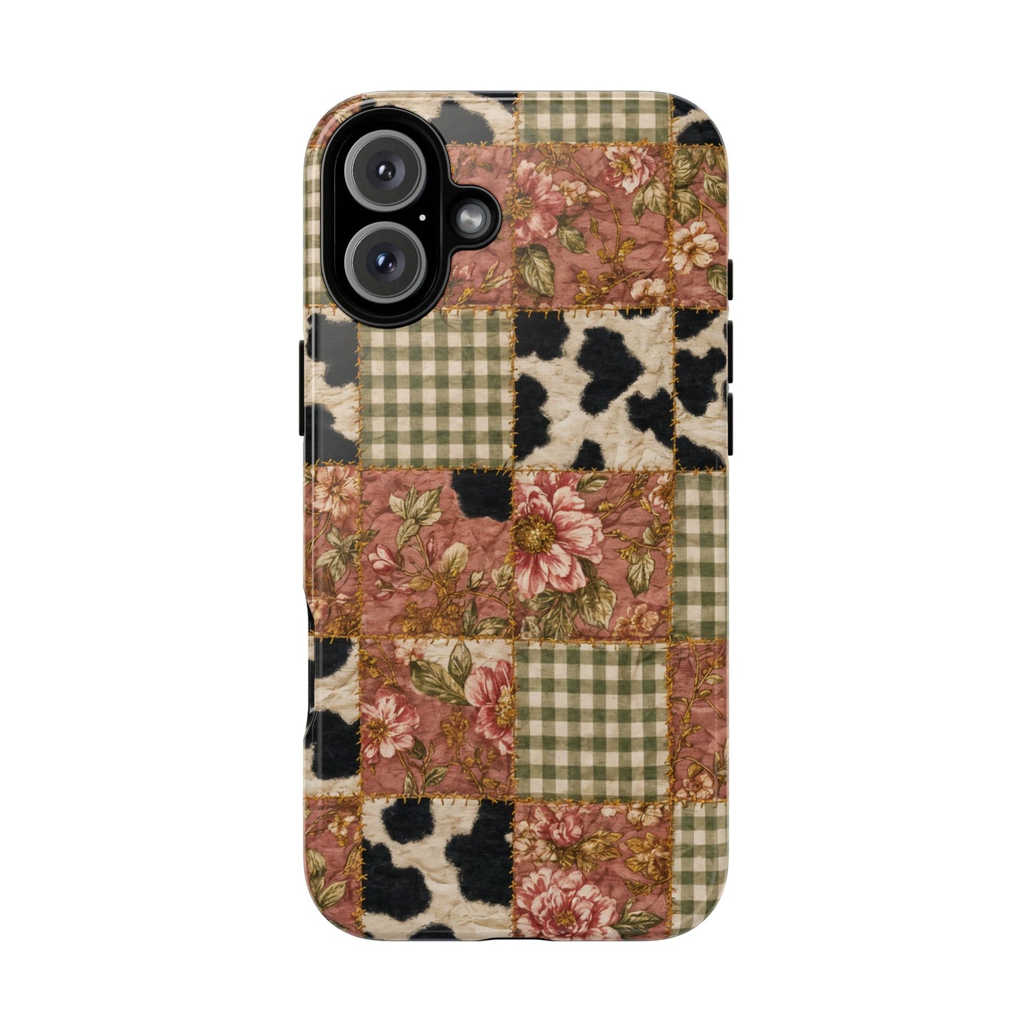 Cowhide Floral Quilt Tough Case