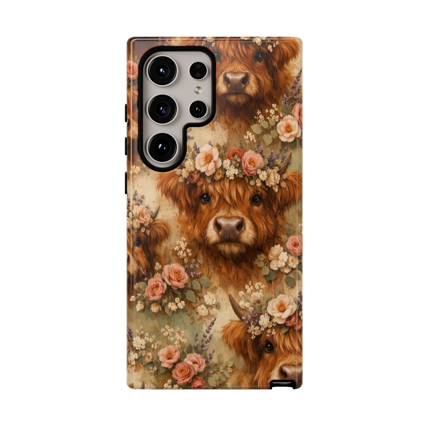 Floral Highland Cow Tough Case