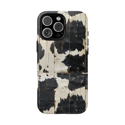 Black Wooden Cowhide Tough Phone Case