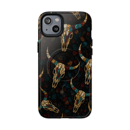 Stained Bull Skull Magnetic Case