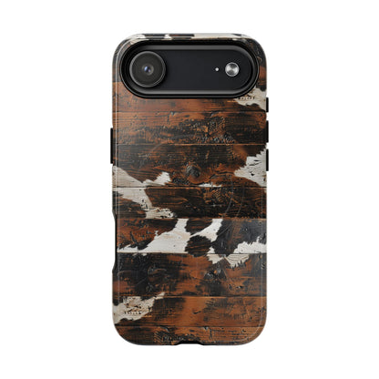 Wooden Cowhide Bull Skull Magnetic Case
