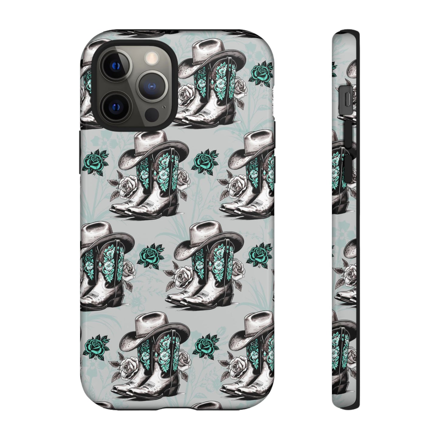 Teal Floral Boots Tough Case