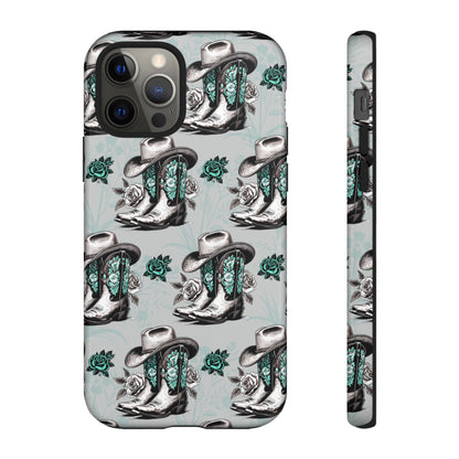 Teal Floral Boots Tough Case