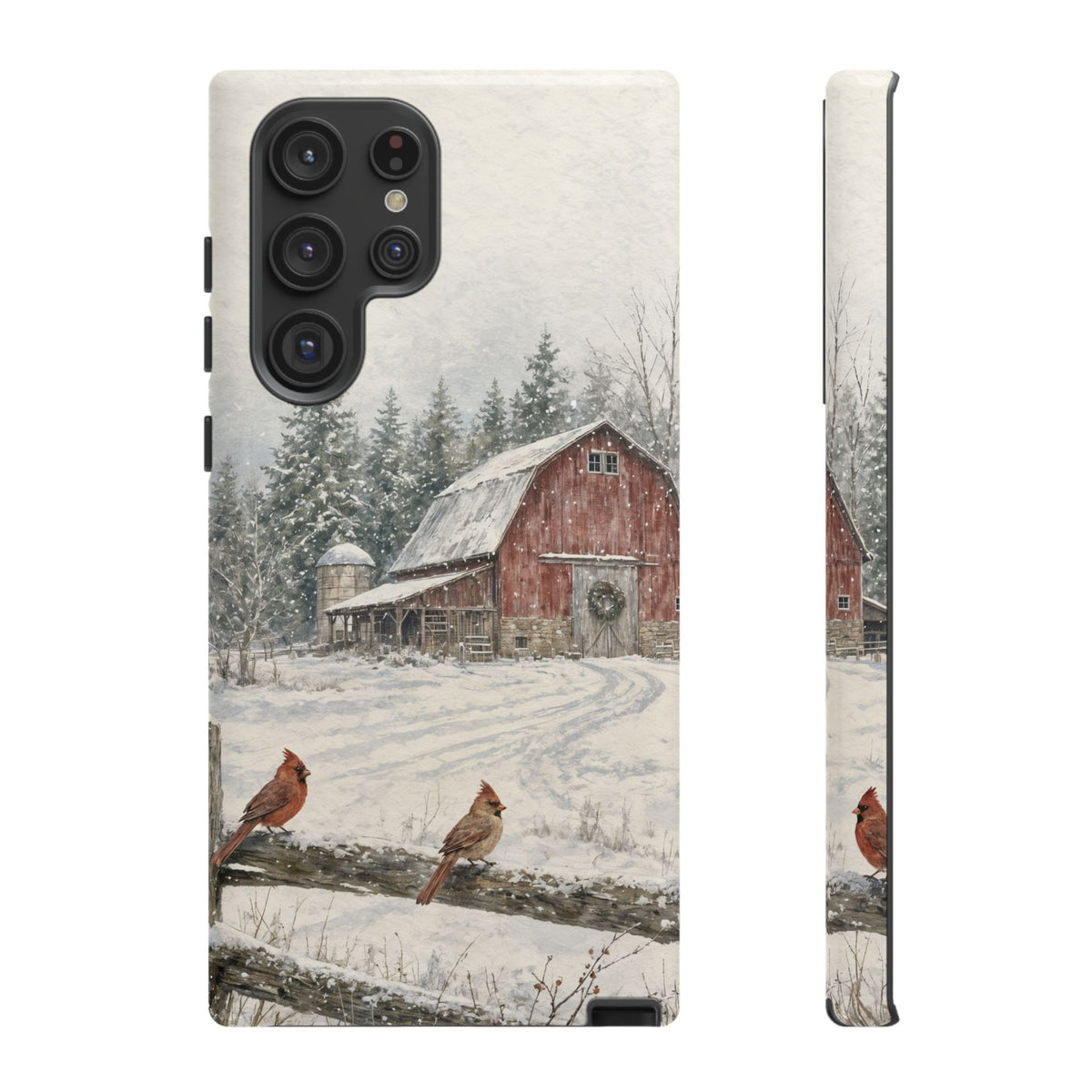 Snowy Red Barn Tough Case