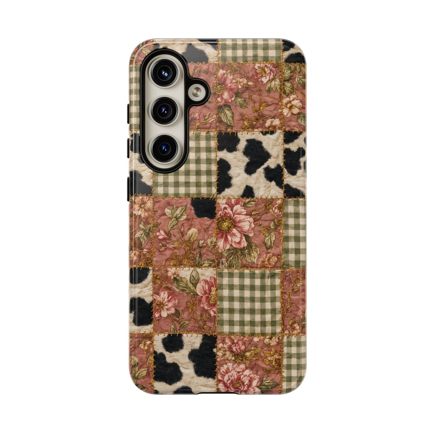 Cowhide Floral Quilt Tough Case