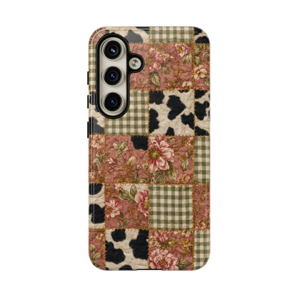 Cowhide Floral Quilt Tough Case
