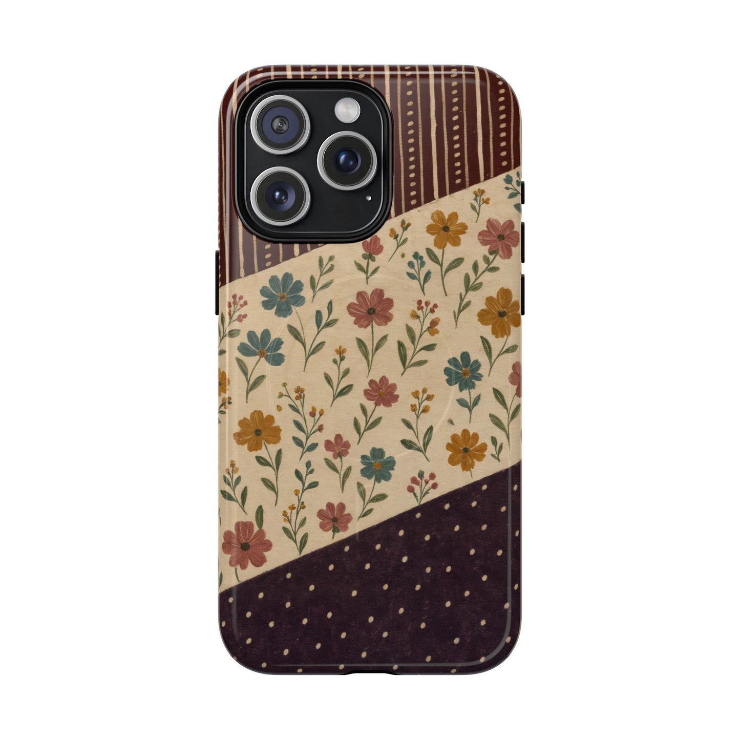 Fall Floral Stripe Magnetic Case