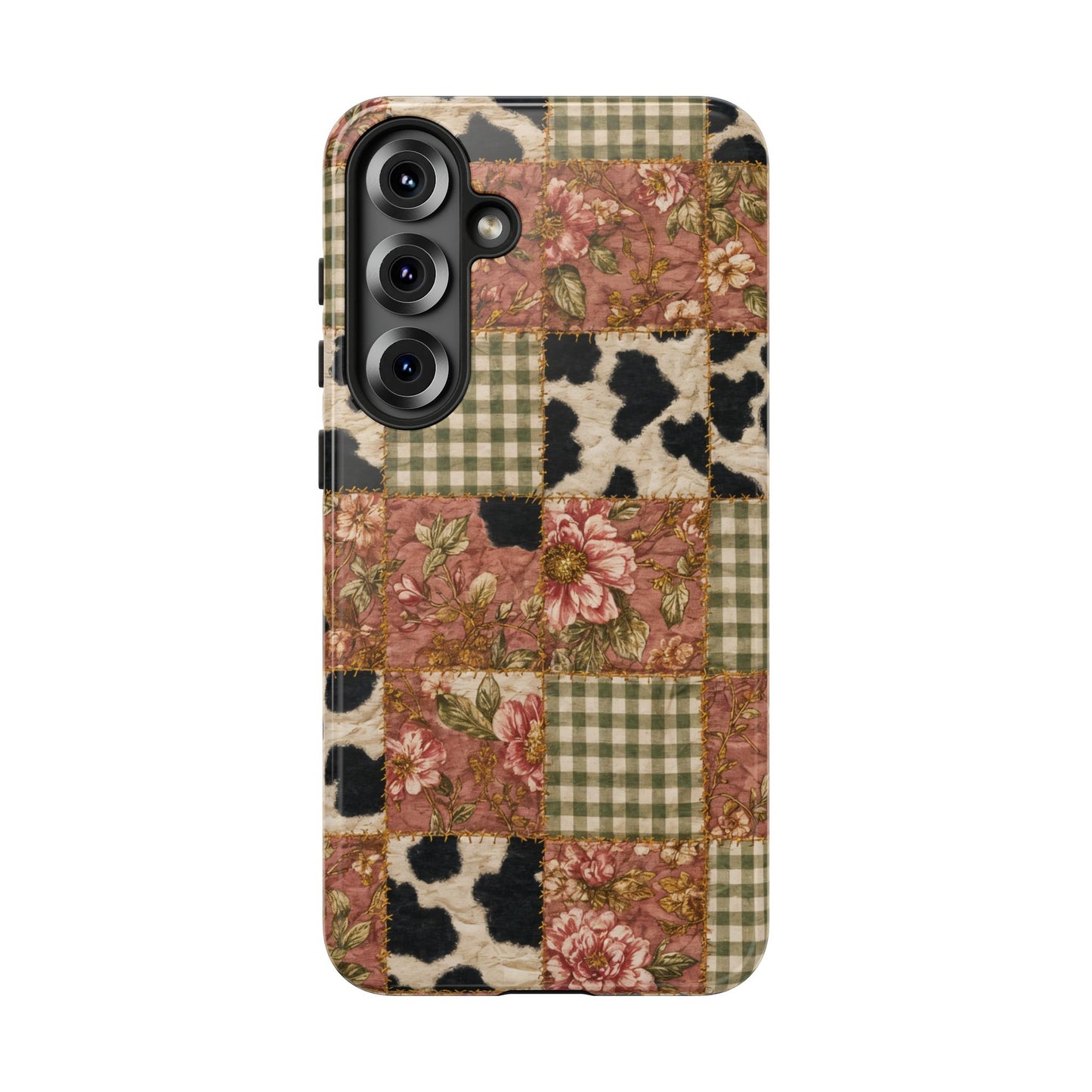Cowhide Floral Quilt Tough Case