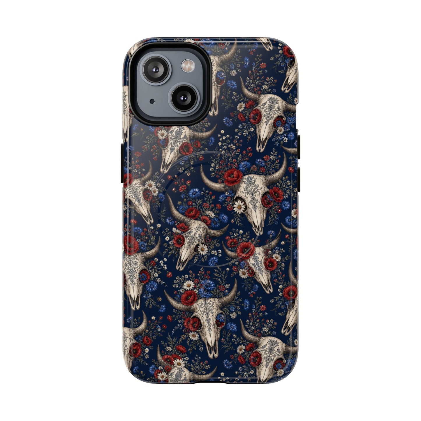 Patriotic Floral Skulls Magnetic Case