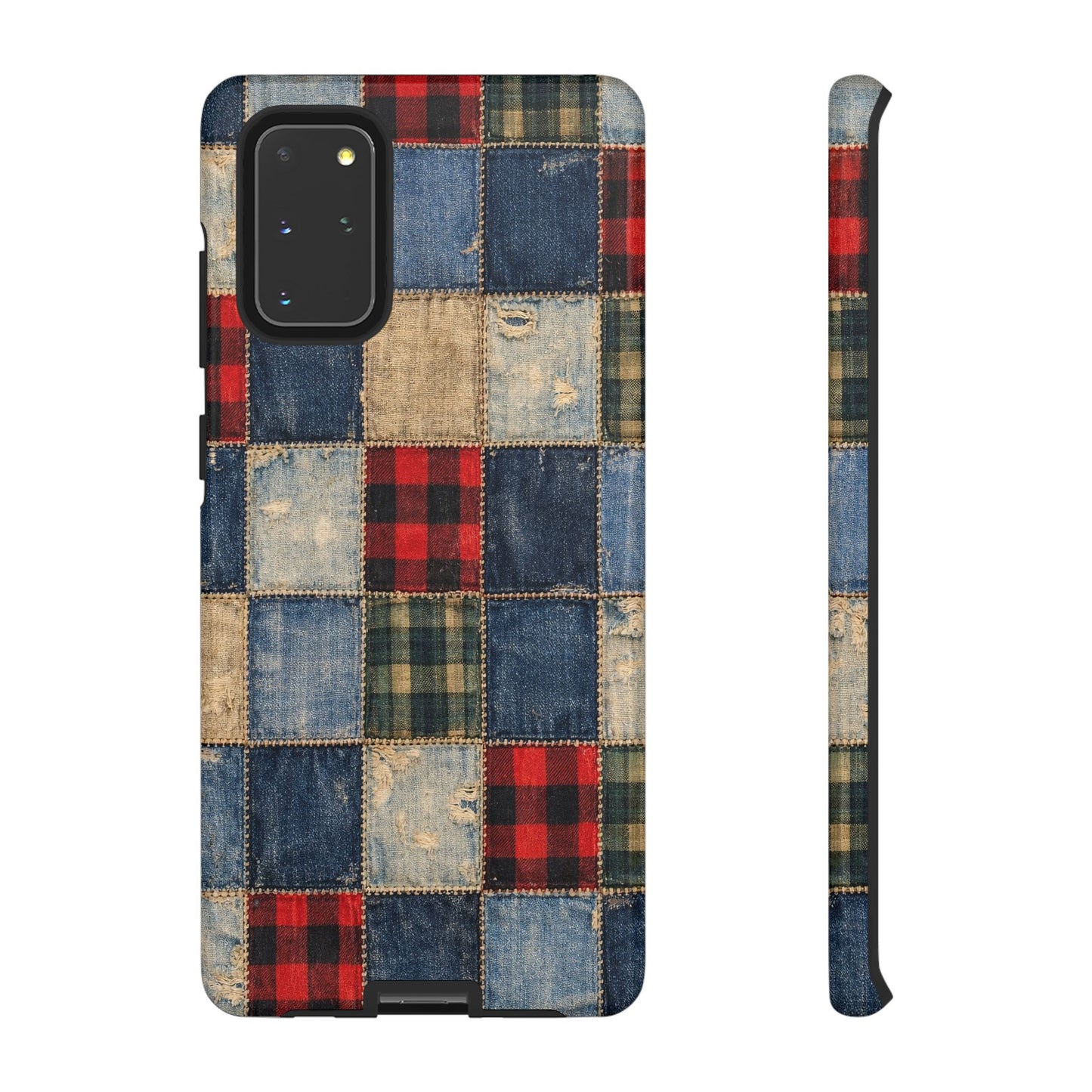 Denim Plaid Patchwork Tough Case
