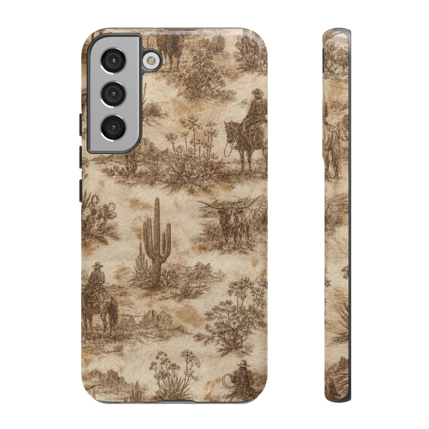 Ivory Cowhide Toile Tough Case