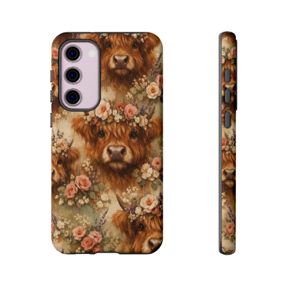 Floral Highland Cow Tough Case