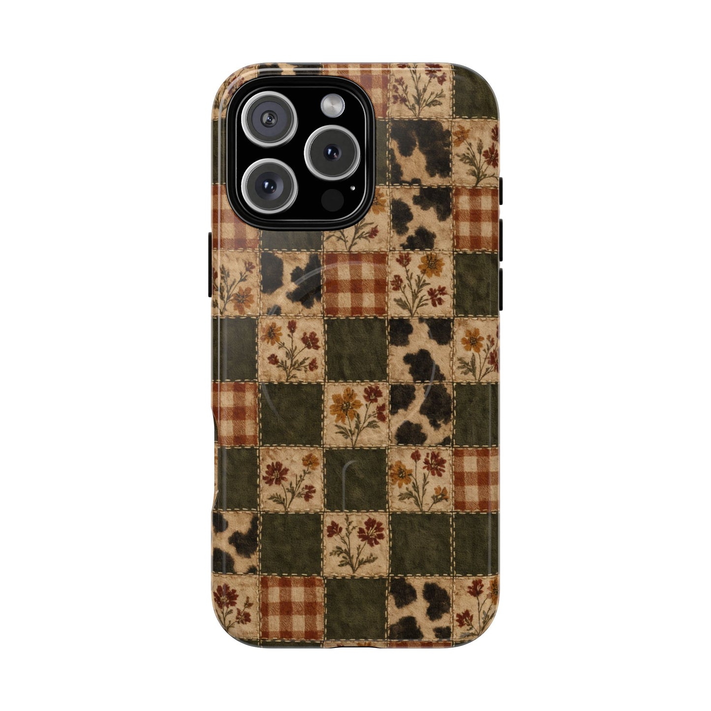 Autumn Plaid Patchwork Magnetic Case