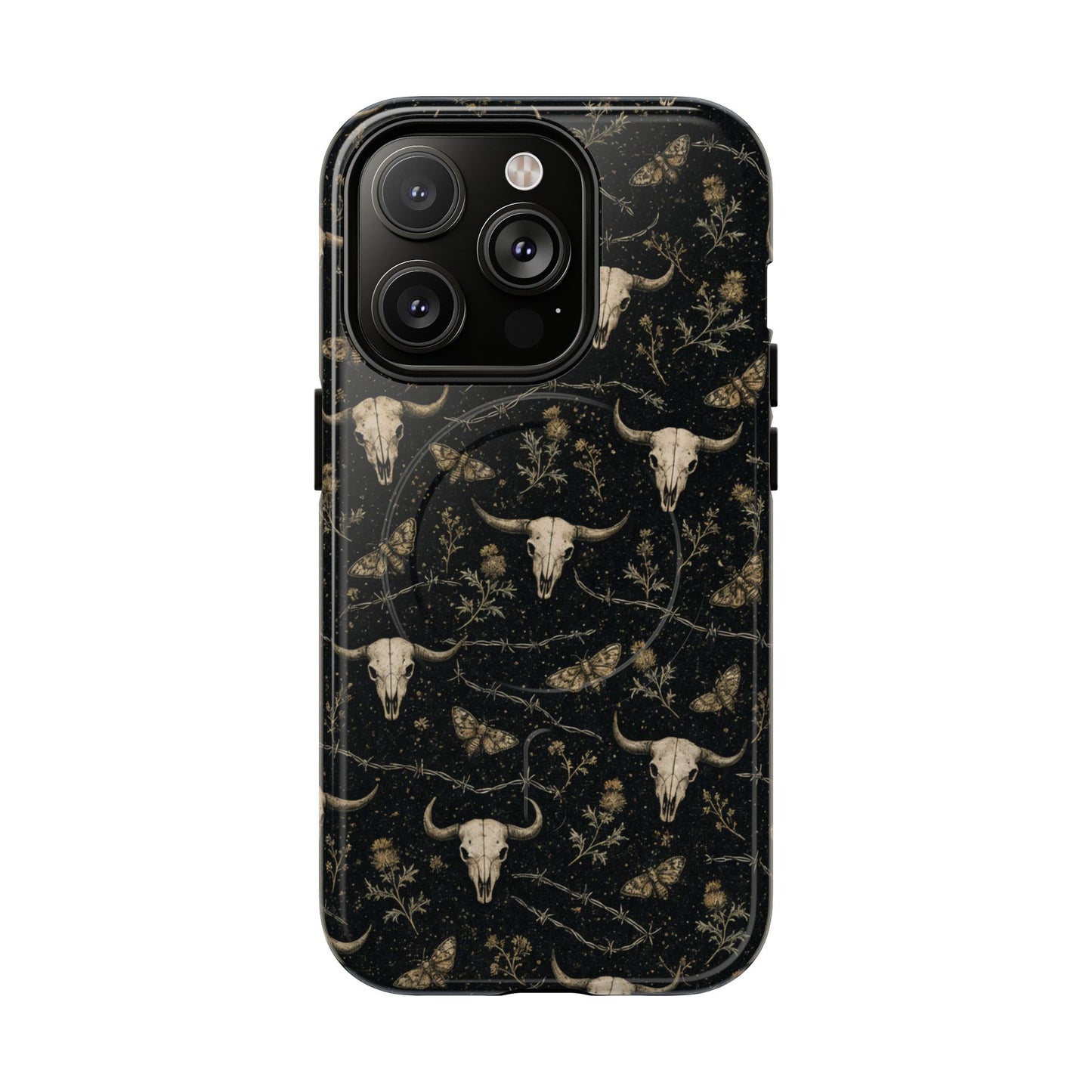 Bull Skull Barbwire Magnetic Case