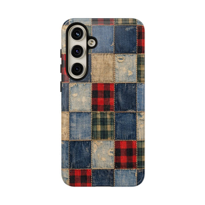 Denim Plaid Patchwork Tough Case