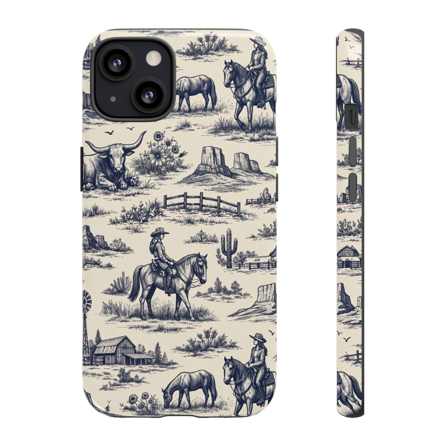 Western Toile Navy Tough Case