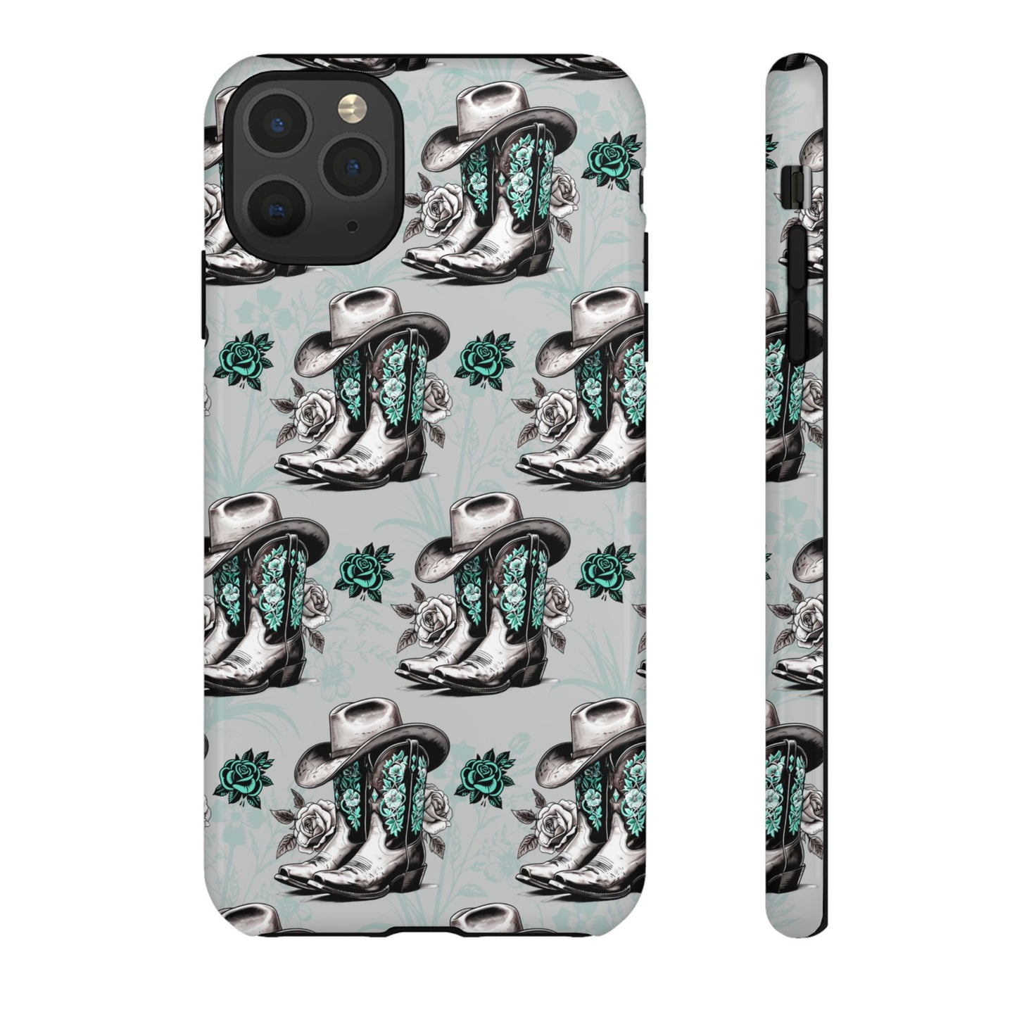 Teal Floral Boots Tough Case
