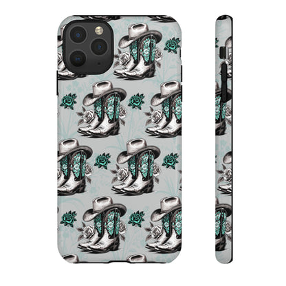 Teal Floral Boots Tough Case