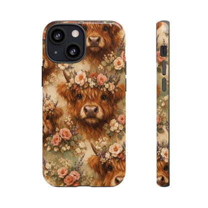 Floral Highland Cow Tough Case