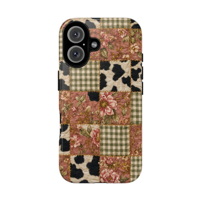 Cowhide Floral Quilt Tough Case