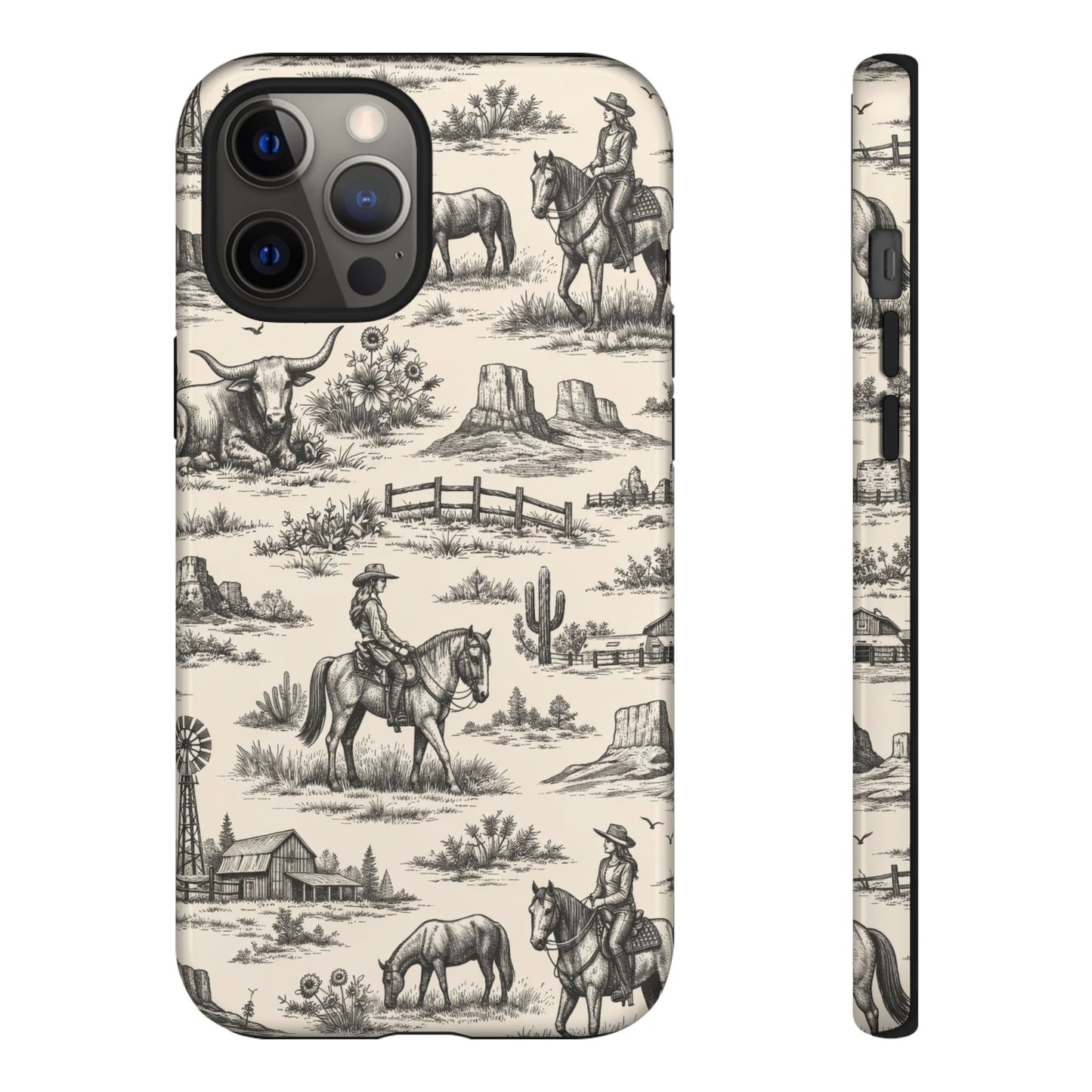 Western Toile Black Tough Case