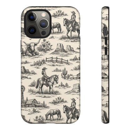 Western Toile Black Tough Case
