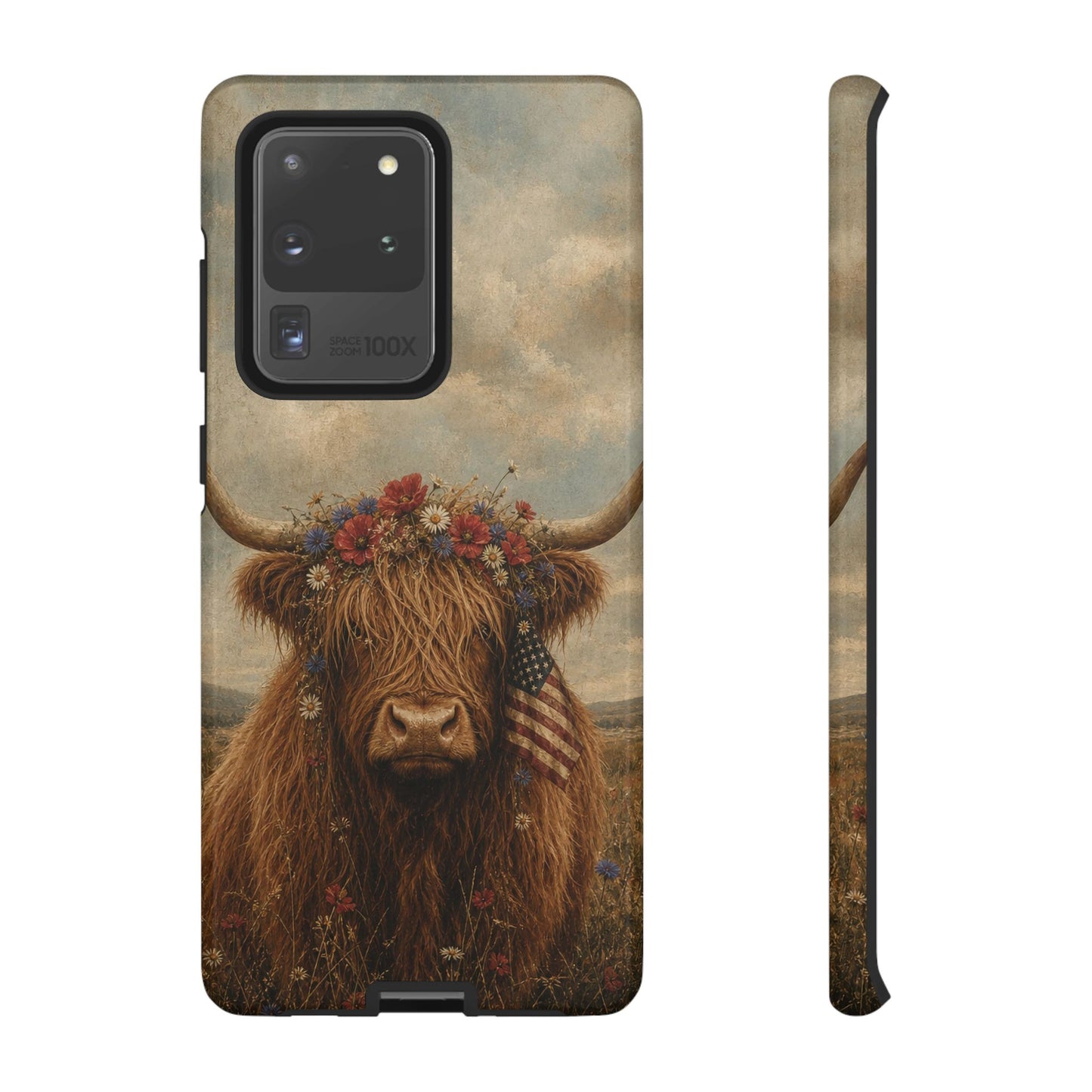 Patriotic Highland Cow Tough Case