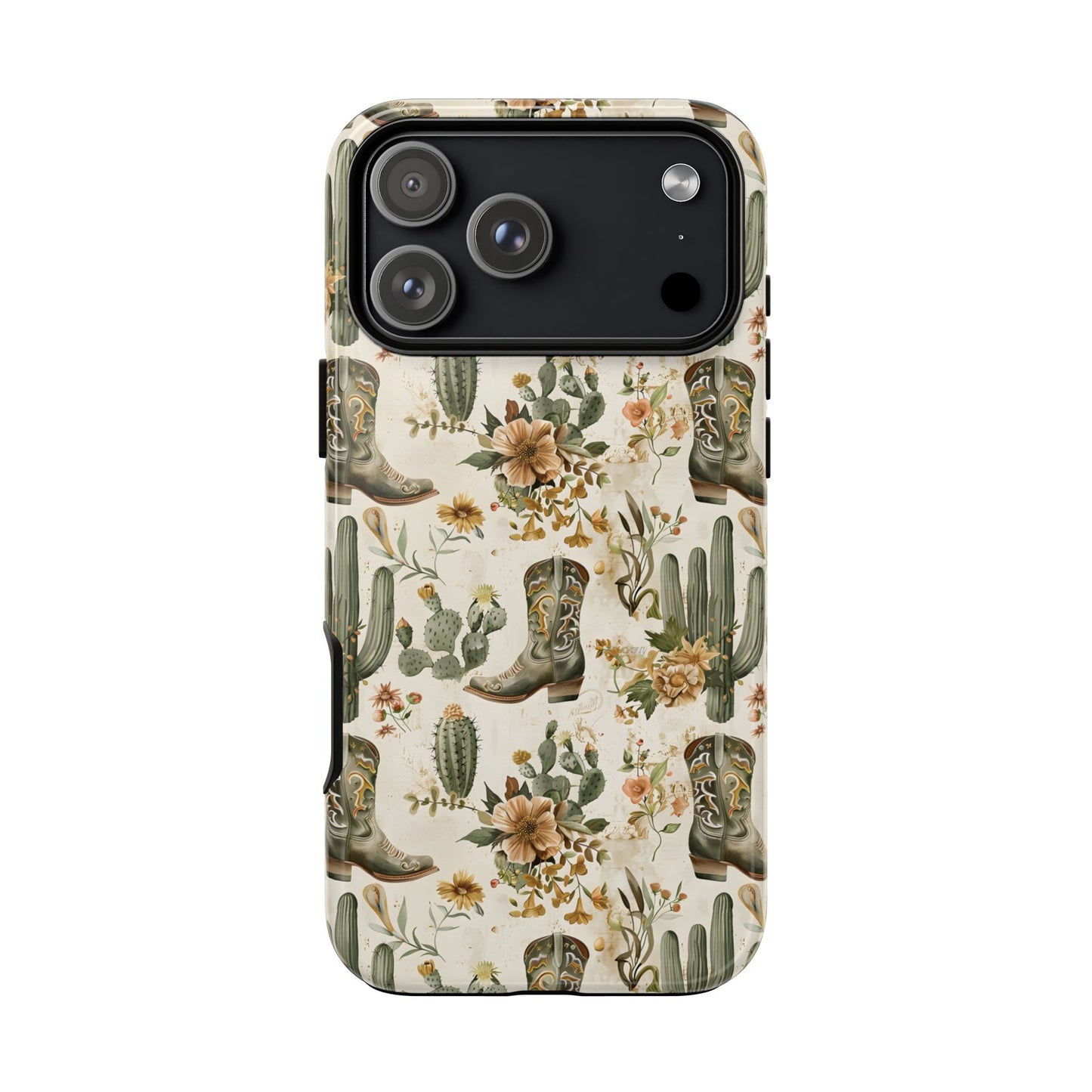 Sage Boots and Flowers Tough Phone Case