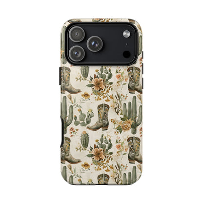Sage Boots and Flowers Tough Phone Case