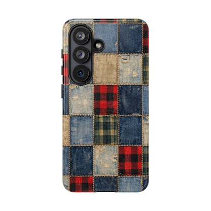 Denim Plaid Patchwork Tough Case