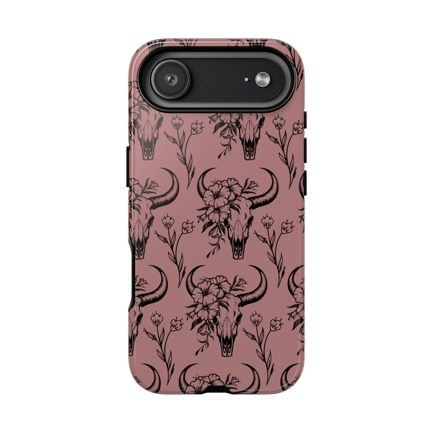 Mauve Floral Skull Tough Phone Case