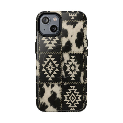 Black Aztec Patchwork Magnetic Case