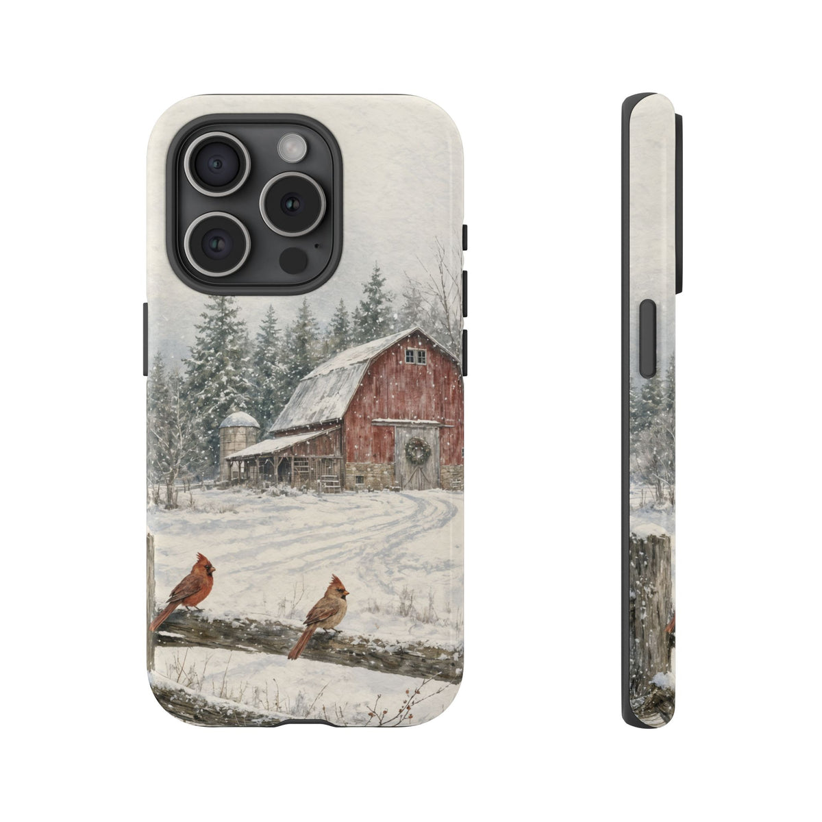 Snowy Red Barn Tough Case