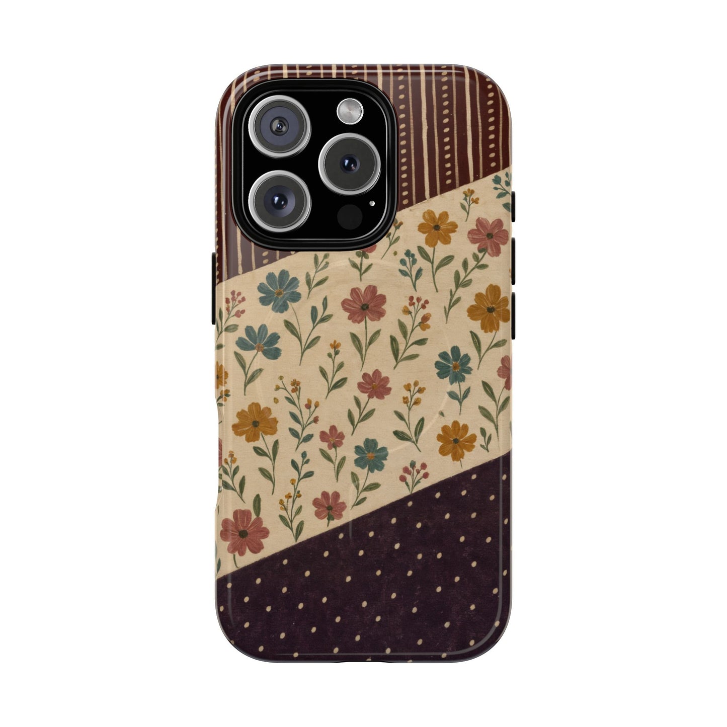 Fall Floral Stripe Magnetic Case