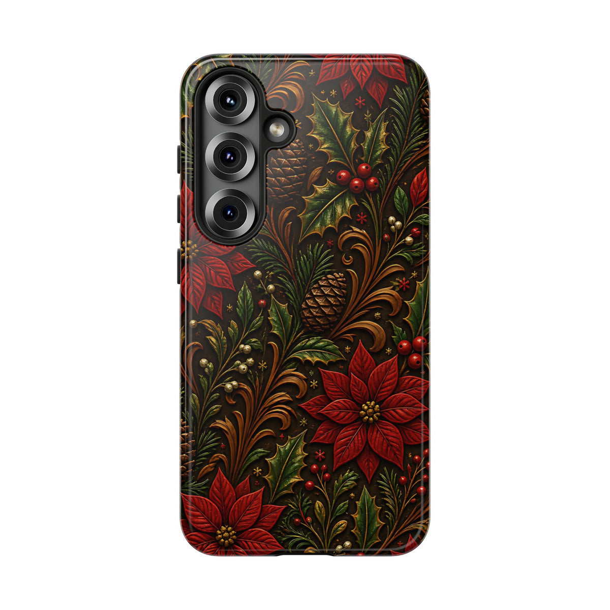 Carved Christmas Holly Tough Case