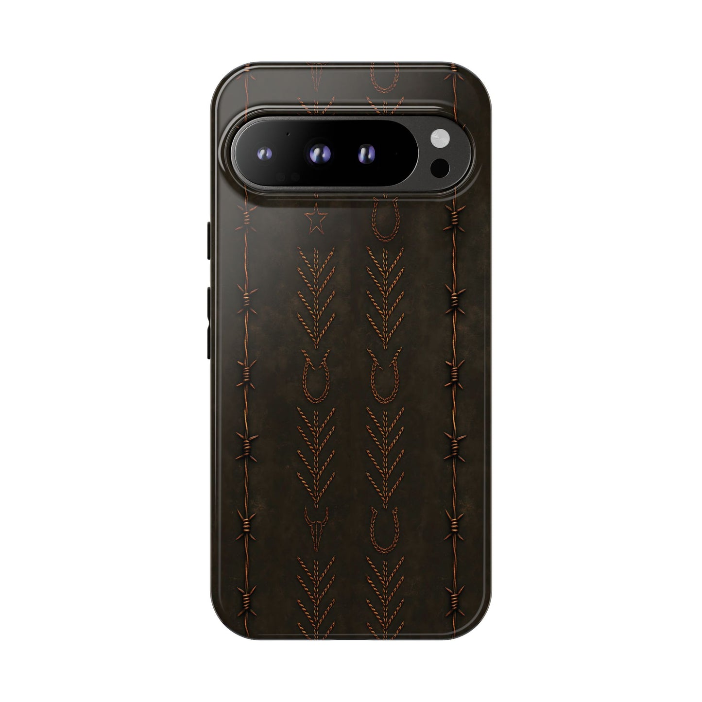 Black + Copper Barbed Wire Stitch Tough Phone Case