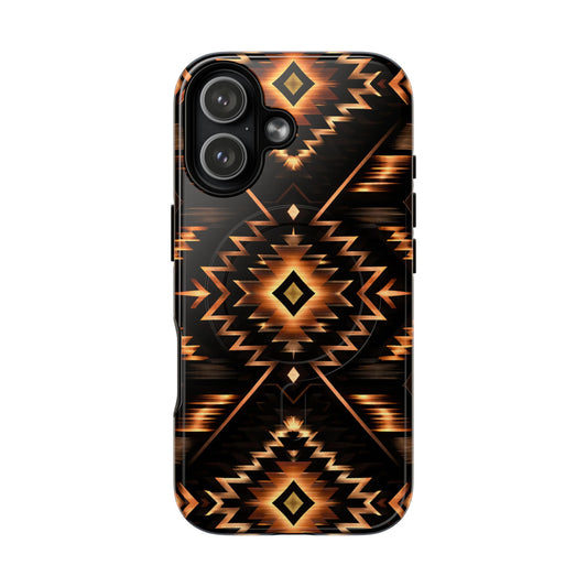 Black Gold Aztec Rug Magnetic Case