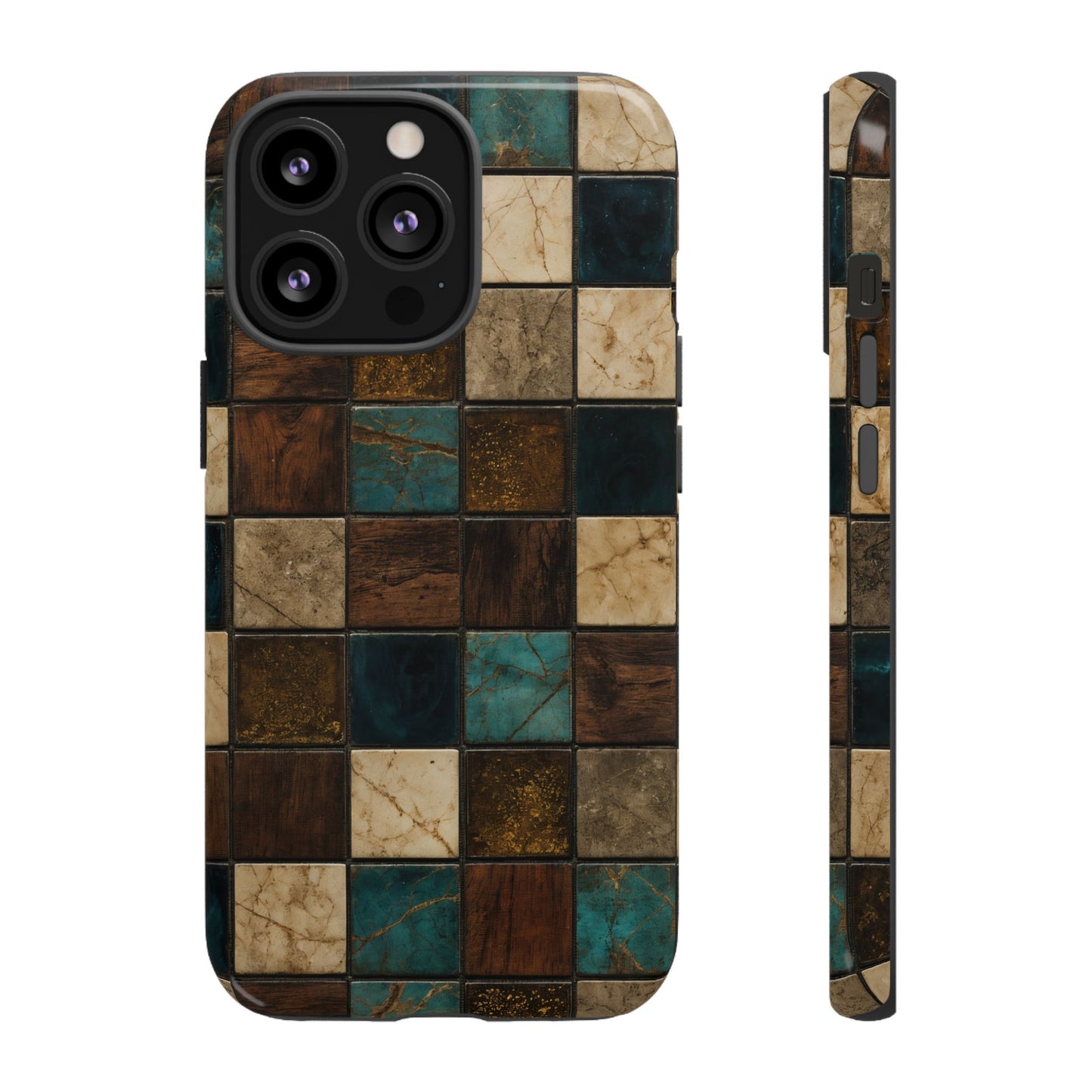 Teal Walnut Tile Tough Case