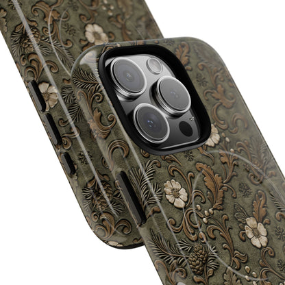 Sage Tooled Roses Magnetic Case