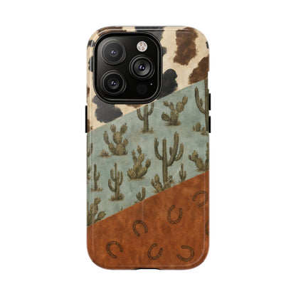 Cowhide Turquoise Cactus Magnetic Case