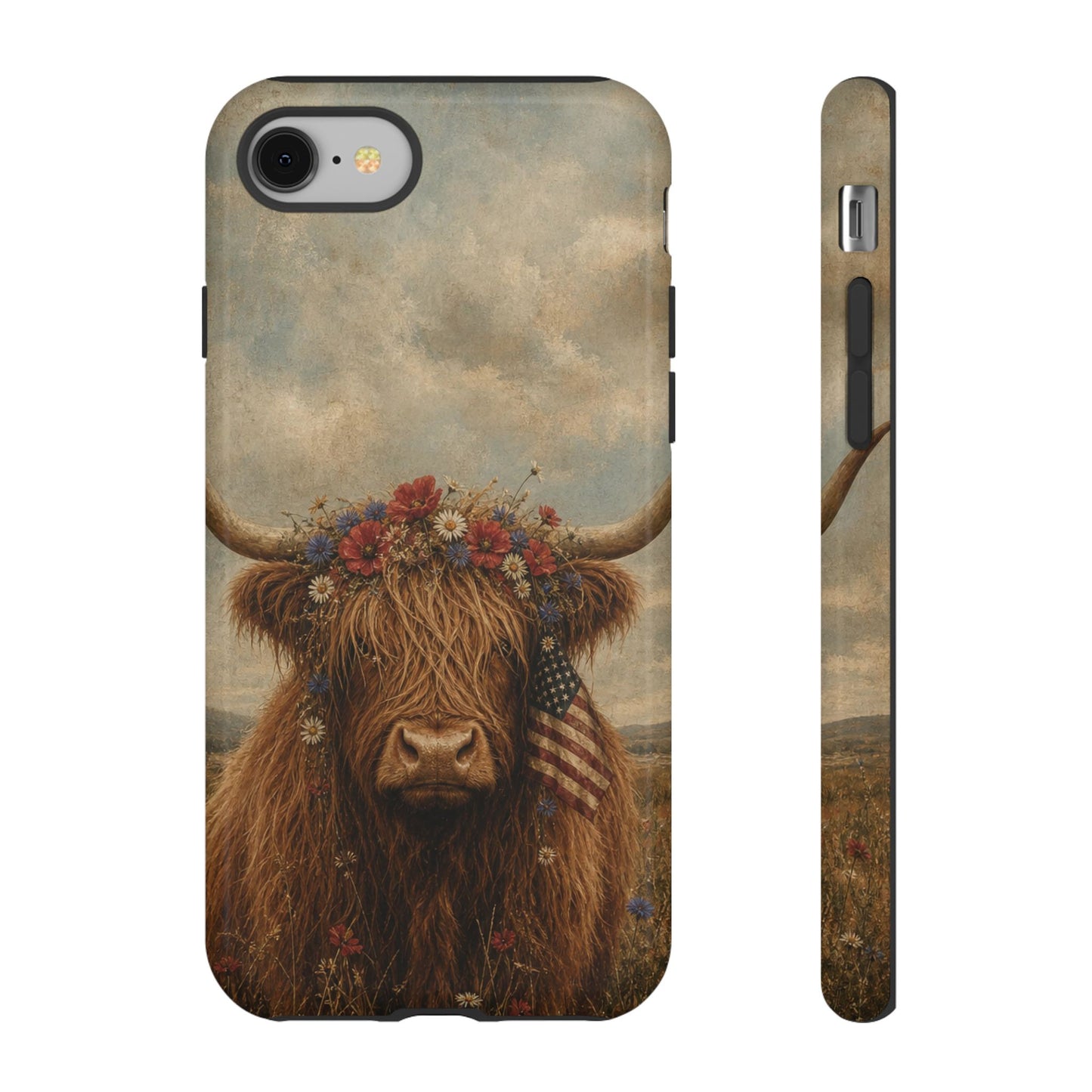 Patriotic Highland Cow Tough Case