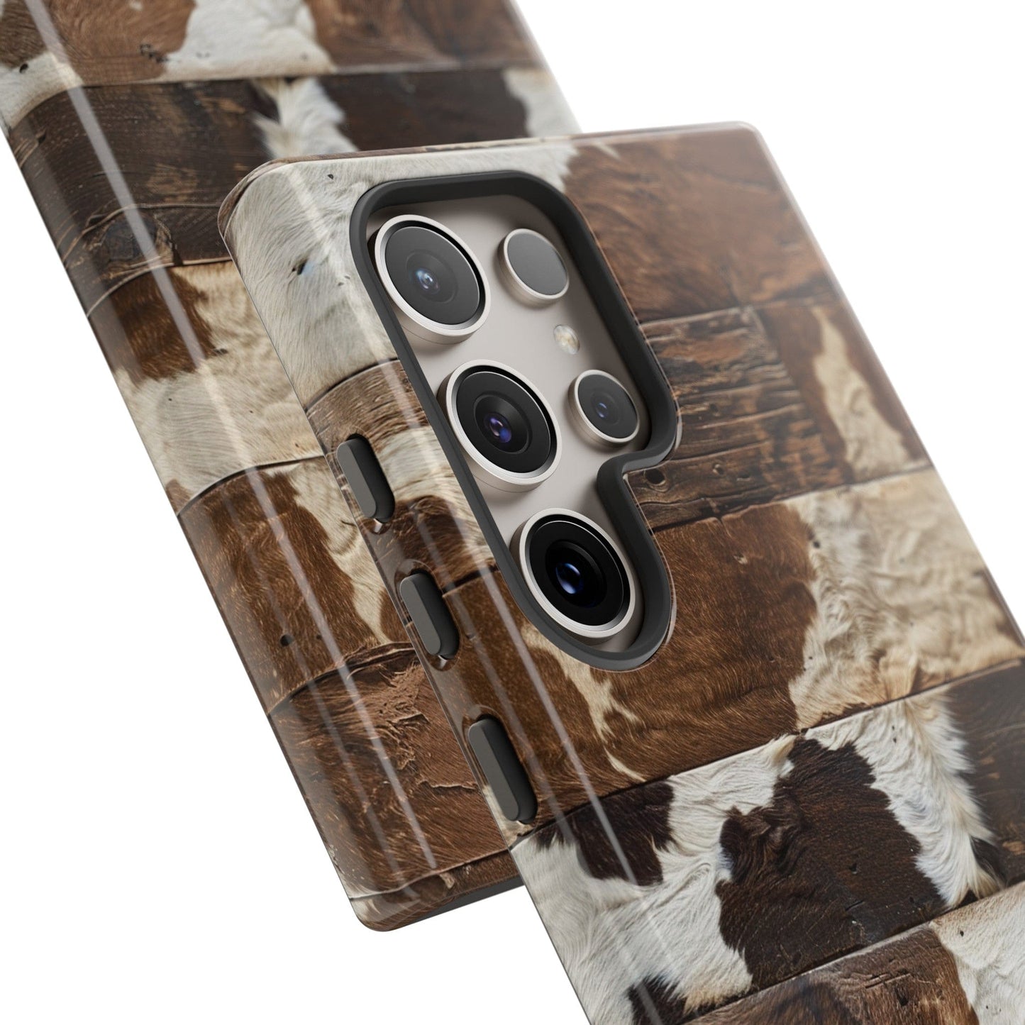 Brown Wooden Cowhide Phone Case