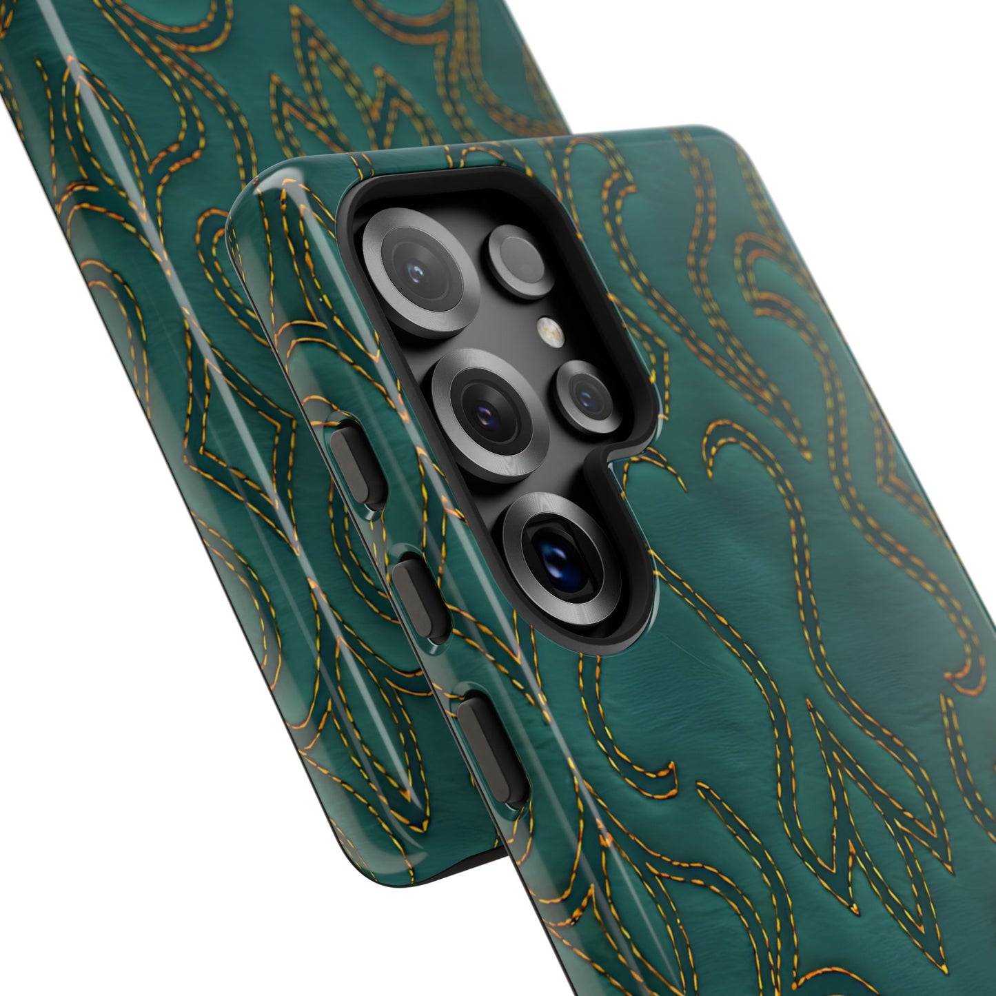 Faux Tooled Teal Stitch Tough Case